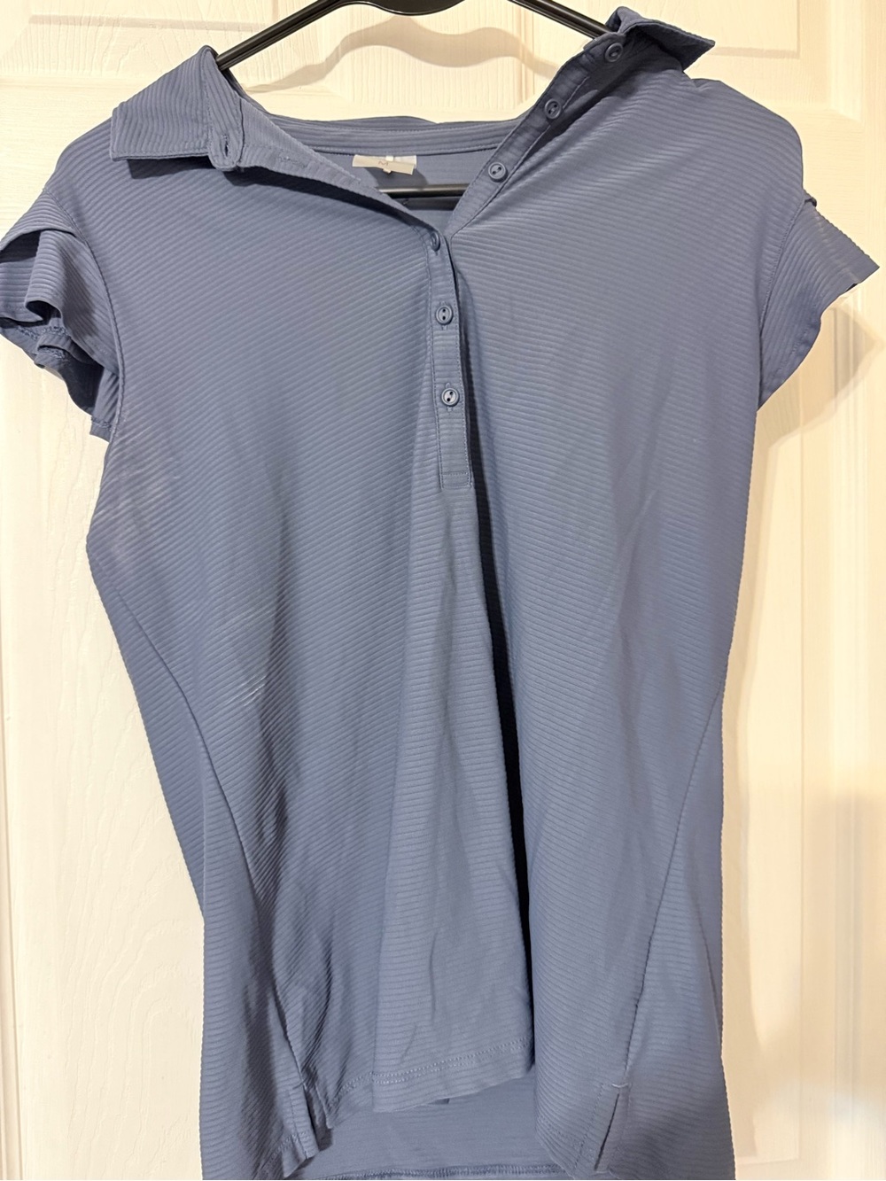 CALIA by Carrie Underwood Short Sleeve Polo Top in Dusty Blue